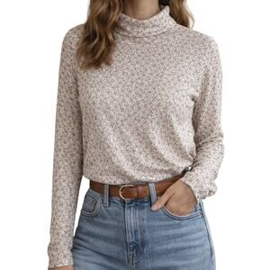 Vintage Currants Floral Turtleneck Top Large Cottagecore Ditsy Print Long Sleeve